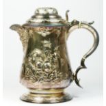 A Victorian electroplated presentation lidded jug, by Martin Hall & Co., of lidded baluster form,