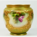 A Royal Worcester vase, c.1910, hand painted florals with gilt decoration, stamped on base 171 H