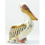 A Royal Crown Derby paperweight, White Pelican, limited edition, No 2466 of 500, gold stopper, 9cm x