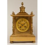 A.C. Richard & Cie, Paris, a late 19th century French gilt brass mantel clock, architectural case,