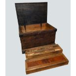 A substantial pitch pine carpenters / tool chest, early 20th century, lockable (including key)