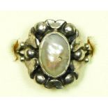 Rasmus Bjorn Halvordersen, a Danish silver and pearl ring, c.1900/20, stamped RBH, ?, 900, M, 3.8gm