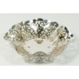 A silver pierced bon bon dish, by Royal Irish Silver Co., Sheffield 1973, bicentenary date letter,