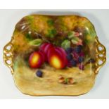 A Royal Worcester plate, Painted Fruits, signed by artist, H.Aynton, c.1937, stamped on base NS,