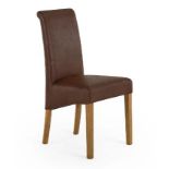 Lot RRP £280. 2x Scroll Back Chair Natural/Rustic Antiqued Brown Fabric Dining Chair RRP £140