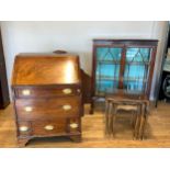 A Victorian mahogany and pine lined writing bureau, H104, W76, D57cm, together with a mahogany