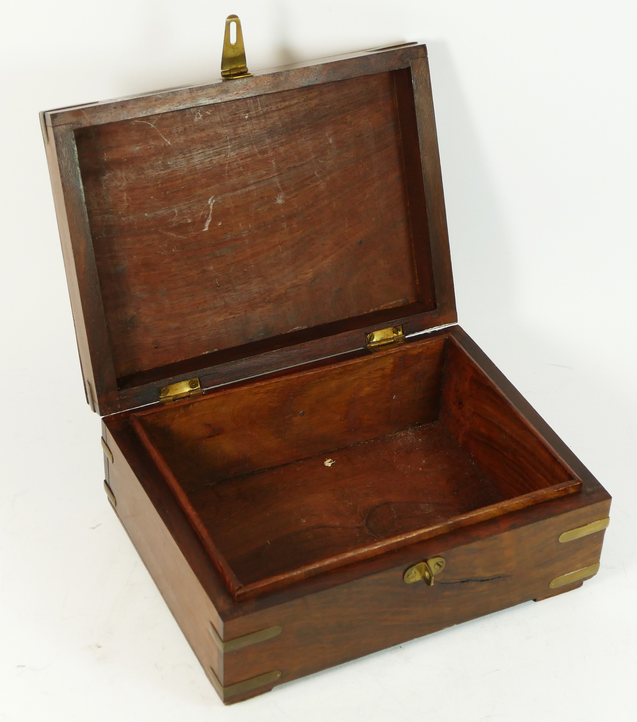 An Edwardian mahogany sewing box, hinged lid opening to reveal lift out compartment, with contents - Image 7 of 7