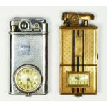 Ronson, an Art Deco Ronson De-Light Watch petrol lighter, first manufactured 1928, watch in