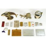 A collection of mid 20th century and later cigarette lighters and cases to include Ronson pocket and