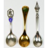 Georg Jensen, a silver gilt and enamel 1975 year spoon, London import marks. Georg Jensen, a