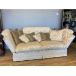 A Barker and Stonehouse Knowle drop-arm sofa, upholstered in a sand floral Damask and drapery