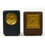 Two mid 20th century German 'Savings' alarm clocks, made by Jgeha, having mechanical movements,