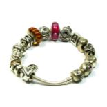 Pandora, a silver charm bracelet, 69gm