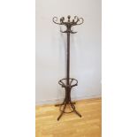 A beech bentwood coat stand. 186cm tall.