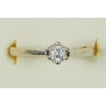 A 9ct white gold single stone brilliant cut diamond ring, stated weight 0.15cts, colour estimate G/