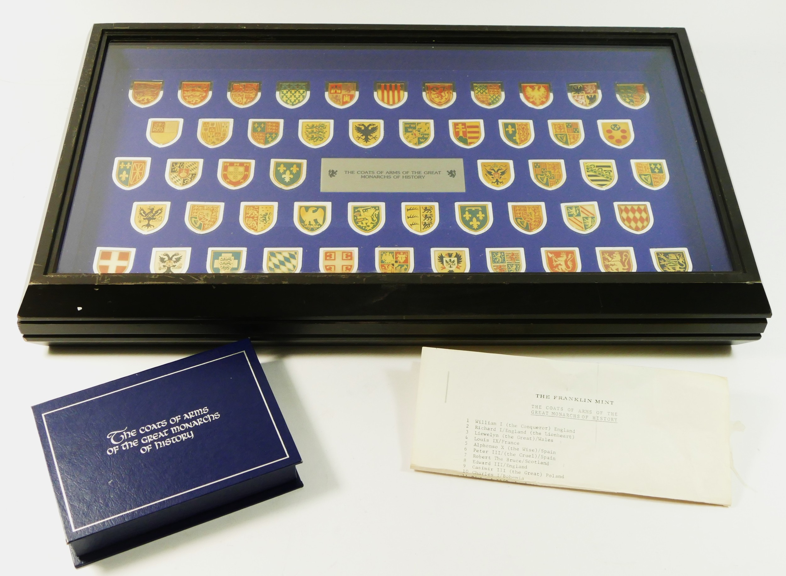 Franklin Mint, a display box containing 50 coats of arms in silver plate, gold plate and enamel of - Image 3 of 3