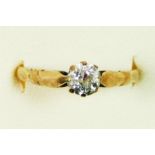 A 9ct gold and old cut brilliant diamond single stone ring, approximately 0.45cts, colour estimate