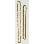 A silver gilt Byzantine link necklace, 44cm and another fancy link example, 52cm, 33gm