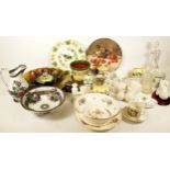 A collection of ceramics to include Coalport miniature porcelain cottages, Minton fruit bowl and