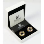 Swarovski, a pair of Jeweller's Collection blue crystal and pearl ear clips, apparently unworn,