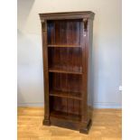 A freestanding four height open bookcase. H185, W76, D29cm.