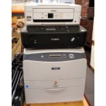 An Epson C1100 laser printer, with a Canon Pixma MG5650 printer and an Epson XP-325 printer (3)