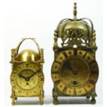 A Smiths mid 20th century brass cased lantern clock, having an 8 day movement, 23cm tall together