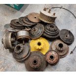 A collection of pre and post war British motorcycle hubs