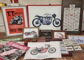 A quantity of motorcycle related prints, DVD's Videos and other related items