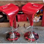 A pair of Snap On adjustable bar stools