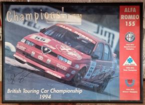 A British Touring Car Championship 1994 Alfa Romeo poster, signed by Gabriele Tarquini and Giampiero