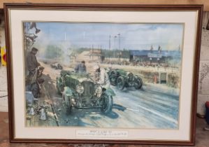 Bentleys at Le Mans 1929, framed print 70 x 95cm