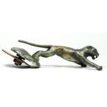 Desmo, a chrome leaping leopard car mascot, c.1930's, stamped DESMO and COPYRIGHT, 20cm