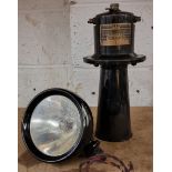 A Klaxon 4990 12 volt H-EK1A car horn and a King of the Road lamp