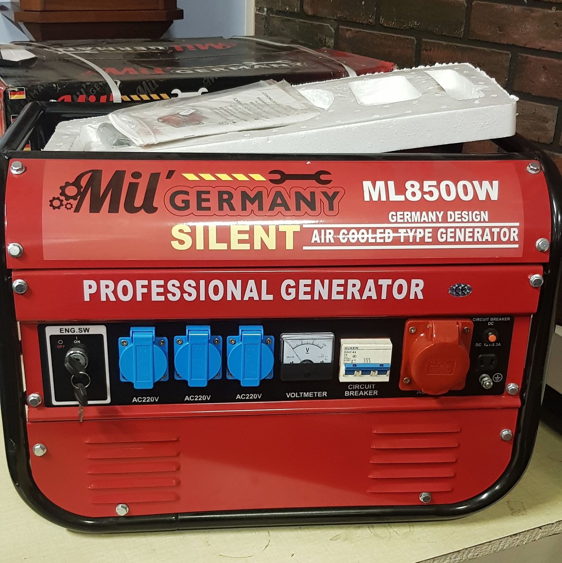A Mil Germany ML8500W petrol generator, unused, with manual, boxed - Image 2 of 3