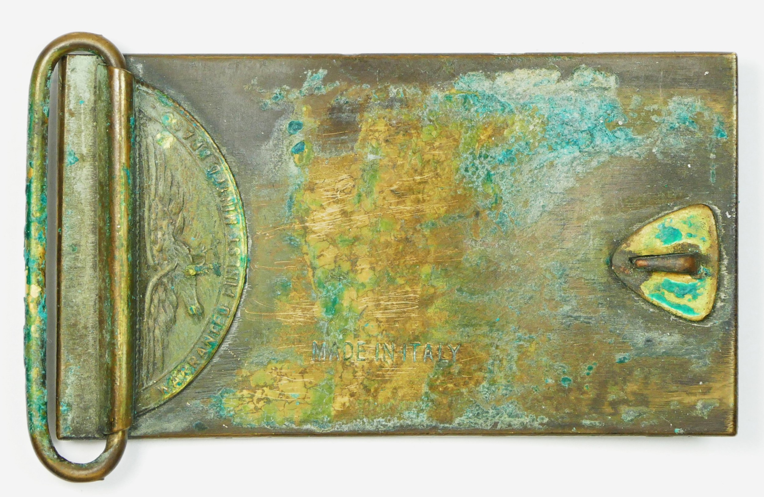 A Pirelli brass belt buckle designed by Salvador Dali (1904-1989), numbered NR0119, the front with - Image 2 of 3