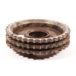 A Vincent twin engine sprocket, diameter 11cm.