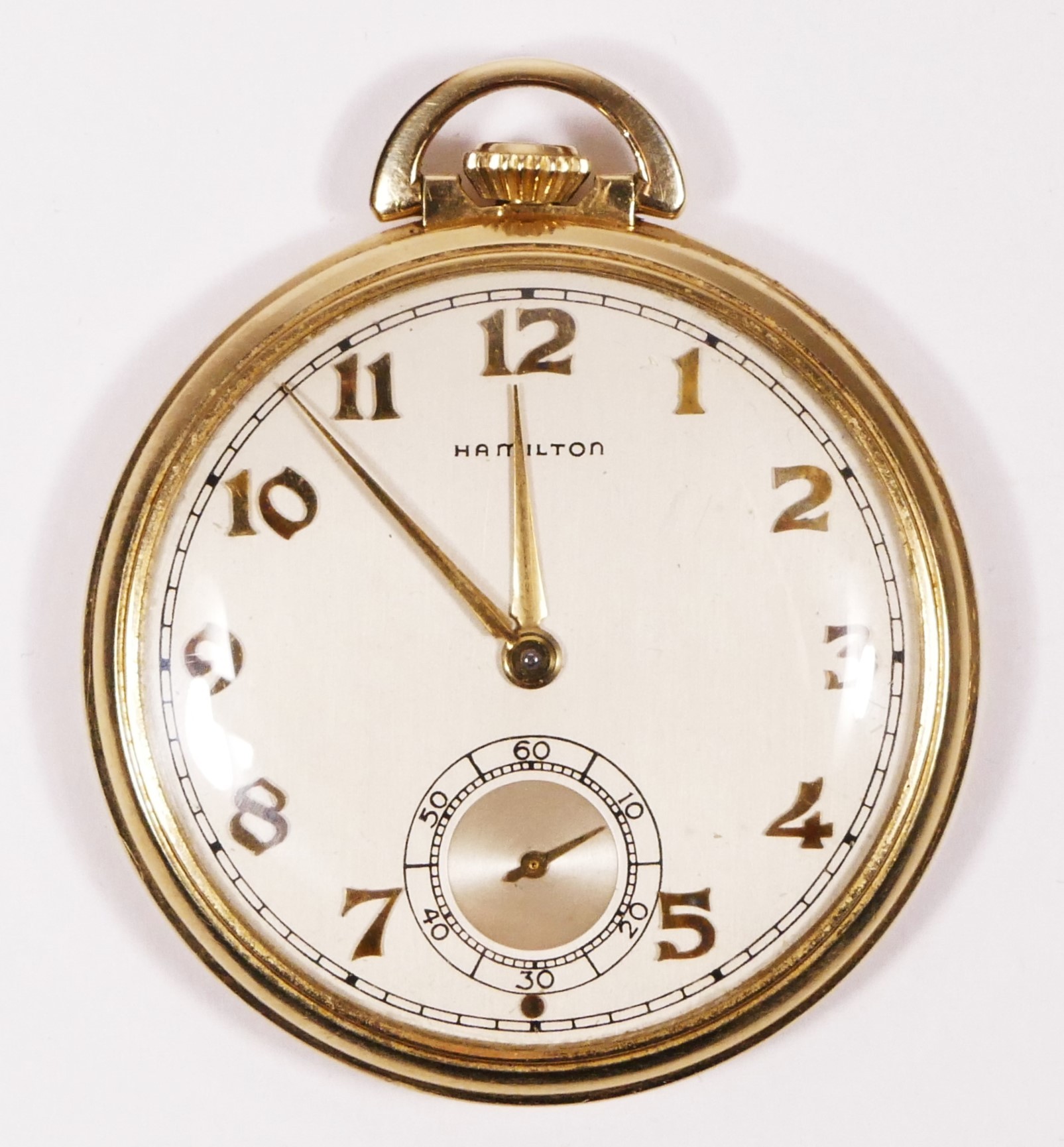 Of WWII USA Pacific Theatre interest; Hamilton, a 14K gold filled keyless wind open face slim pocket