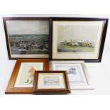 A collection of Horse Racing related prints, to include Tattenham Corner by H.Alken, framed and