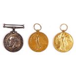 Three WWI medals, War awarded to 34343 Pte F. Croston, L. N. Lancs and two Victory, awarded to M -