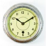 A USSR Soviet submarine/ships bulkhead clock, Circa 1970s, the enamelled grey cast metal casing with