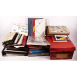 A substantial collection of foreign stamps, postcard and tea cards, loose and in albums, including