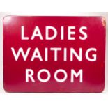 A B.R. (M) maroon enamel sign "Ladies Waiting Room", with several well executed chip repairs