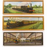 Three framed Hamilton-Ellis carriage prints, Travel In 1840, Travel In 1890 and Travel In 1895, with