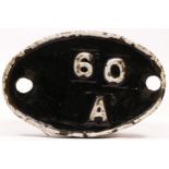 A oval cast-iron shedplate, 60A, Inverness, small Scottish figures