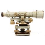 A A.H. Hall & Bros theodolite, serial No 53614, 27cm long, with accessories, in a wooden case with a