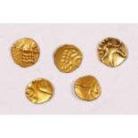 Rajahs of Cochin & Kalicut, five gold Fanams, 1.9gm. Provenance; purchased Ian Johnson Coins,