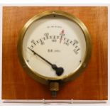 A brass cased British Railways locomotive steam pressure gauge, face marked "B.R. (STD)" and red