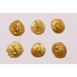 Rajahs of Cochin & Kalicut, six gold Fanams, 2.4gm. Provenance; purchased Ian Johnson Coins,