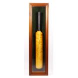 A small cricket bat with facsimile signatures of the 1946-47 Australia v England teams, bat, 43cm,